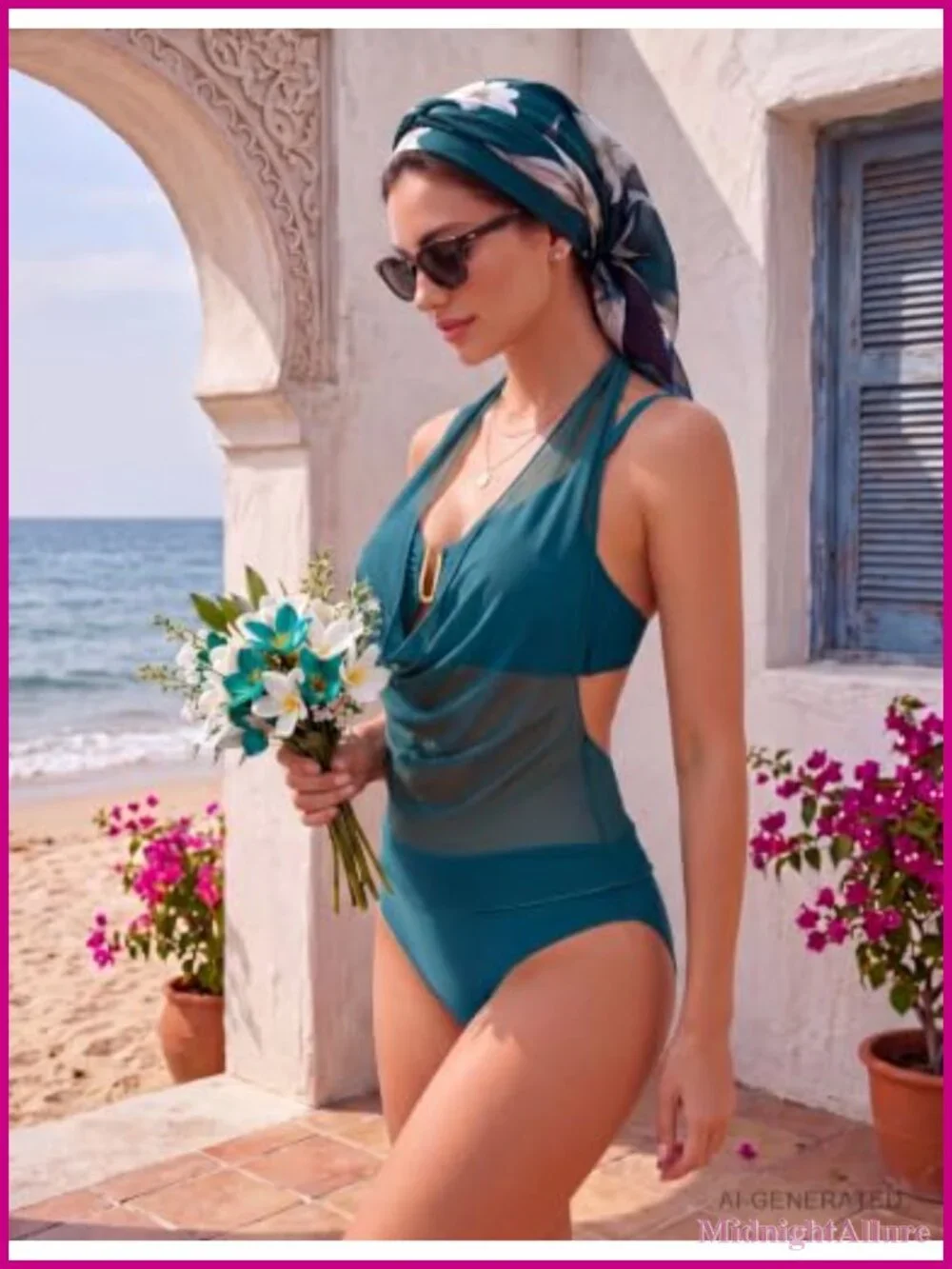 Nylon Spandex Mesh Bikini Set with U-Wire, Removable Padding, 3 Piece Swimsuits